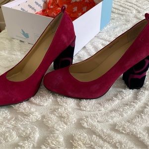 Anthropologie Magenta Suede heels